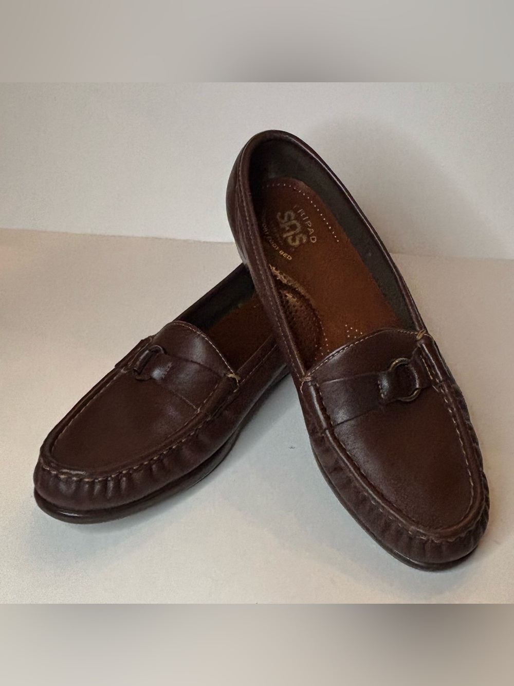 SAS Women's Dark Brown Leather Penny Loafers